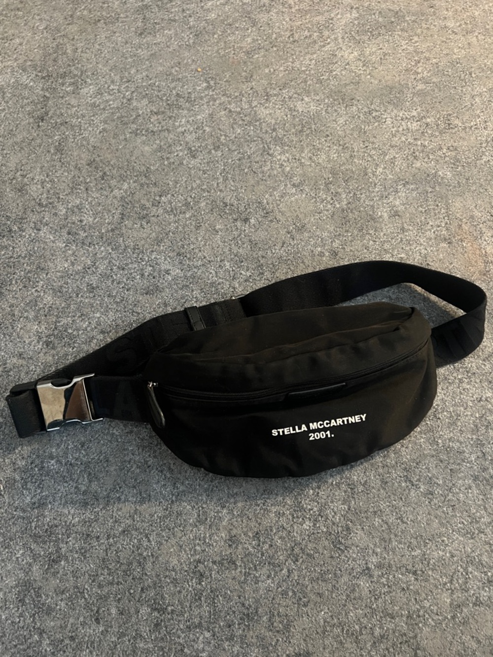 Stella McCartney Black Belt Bag with Silver Buckle